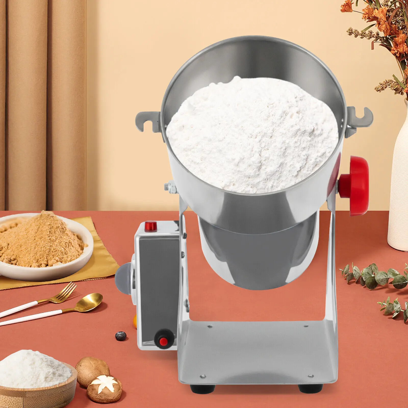 Stainless Steel Grain Mill 1000g Capacity 3600W High-Efficiency All-Copper Motor Kitchen Grinding Tool Grain Mill Grinder